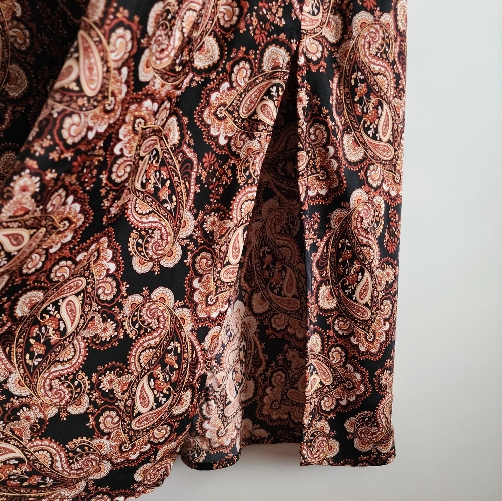 Nili Lotan‎ Target Brown Paisley Spaghetti Strap Slip Dress Size 1X - Picture 7 of 10